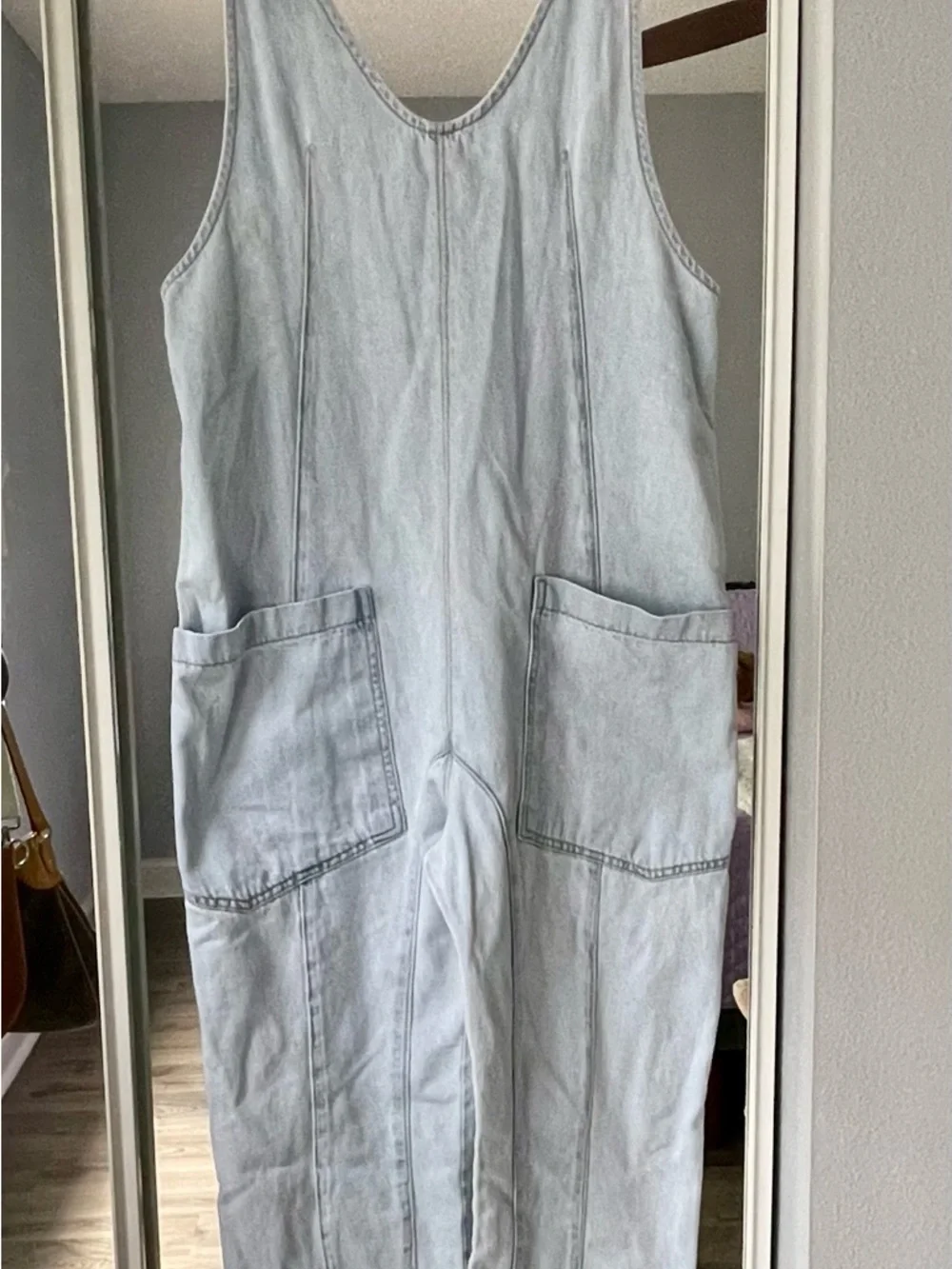 Free People We The Free High Roller Jumpsuit Denim Blue Overalls - Picture 2 of 7